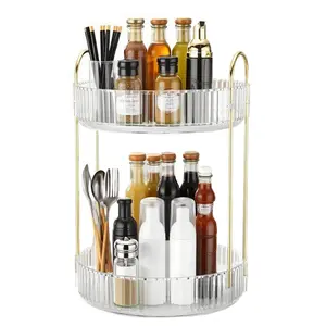 Mothers Day Gift Kitchen Spice Rack Countertop Organizer Multifunctional Rotating Tray Desktop Storage for Cosmetics Makeup Perfume Seasoning Jars 360 Rotatable Space Saving for Home Kitchen Vanity