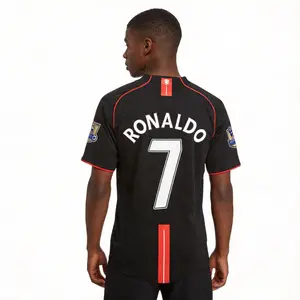 0708 Away Short Sleeve Black Soccer Jersey