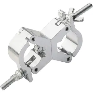 Aluminum 360° Swivel Clamp WJ001, Heavy Duty Stage Light Truss Coupler, Dual-Size (25mm/35mm ) Pipe Clamp, Quick Lock Bracket for Scaffolding DJ Light Stand, 220 lbs Capacity, Silver