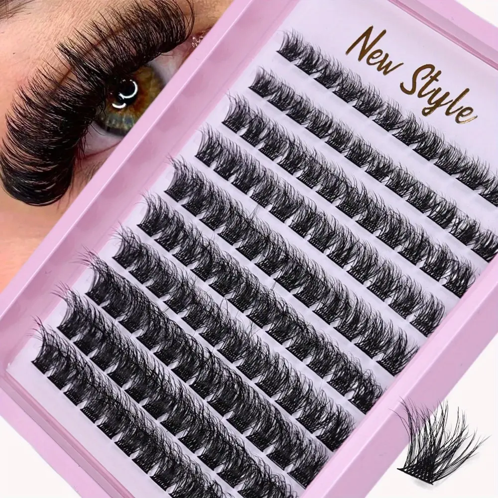 120pcs Cluster Lashes10-16mm Wispy Individual Lashes Extensions Natural Look Eyelashes D Curl Fluffy Cluster Lash Cosmetic False Lashes Volume Eyelashes DIY Cluster Lashes