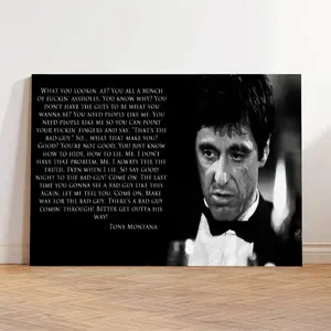 Scarface Movie Poster Tony Montana Say Hello To My Little Friend Al Pacino Canvas Print Wall Art Unframed Decor