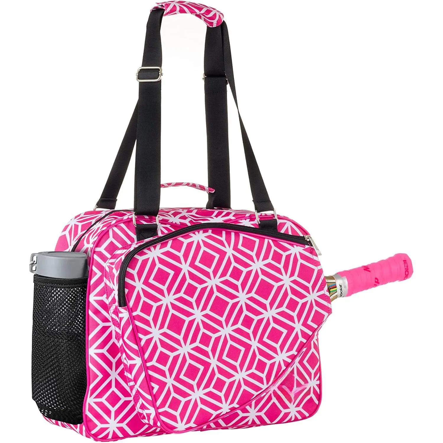 Women's Pickleball Tote Bag, Light Blue Heavy-Duty Design, Light and Portable with Large Zippered Equipment Pocket and Padded Shoulder Strap, Carry Handle And Padded Shoulder Strap, Flexible Mesh Side Pocket, Hands-Free Carrying, Sports, Paddle Tennis, Co
