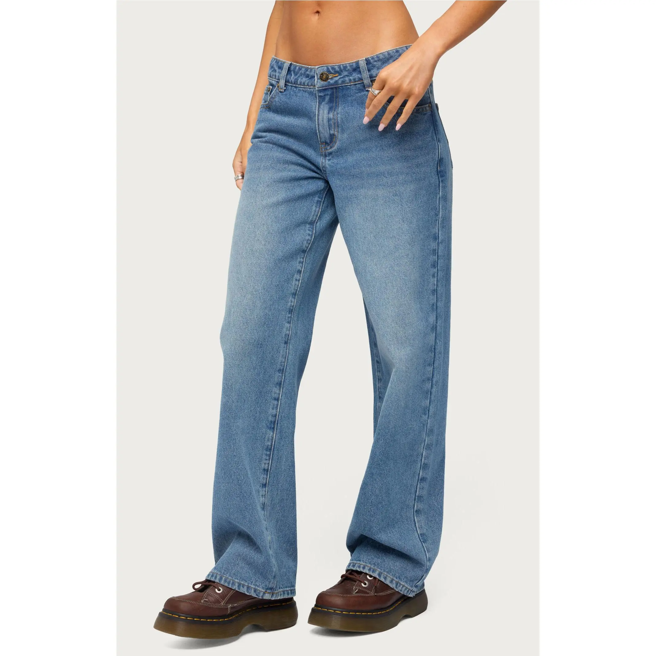 Edikted Women's Breslin Low Rise Straight Leg Jeans