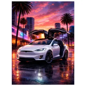Silent Super Power: Tesla Model X - Premium Matte Paper Poster