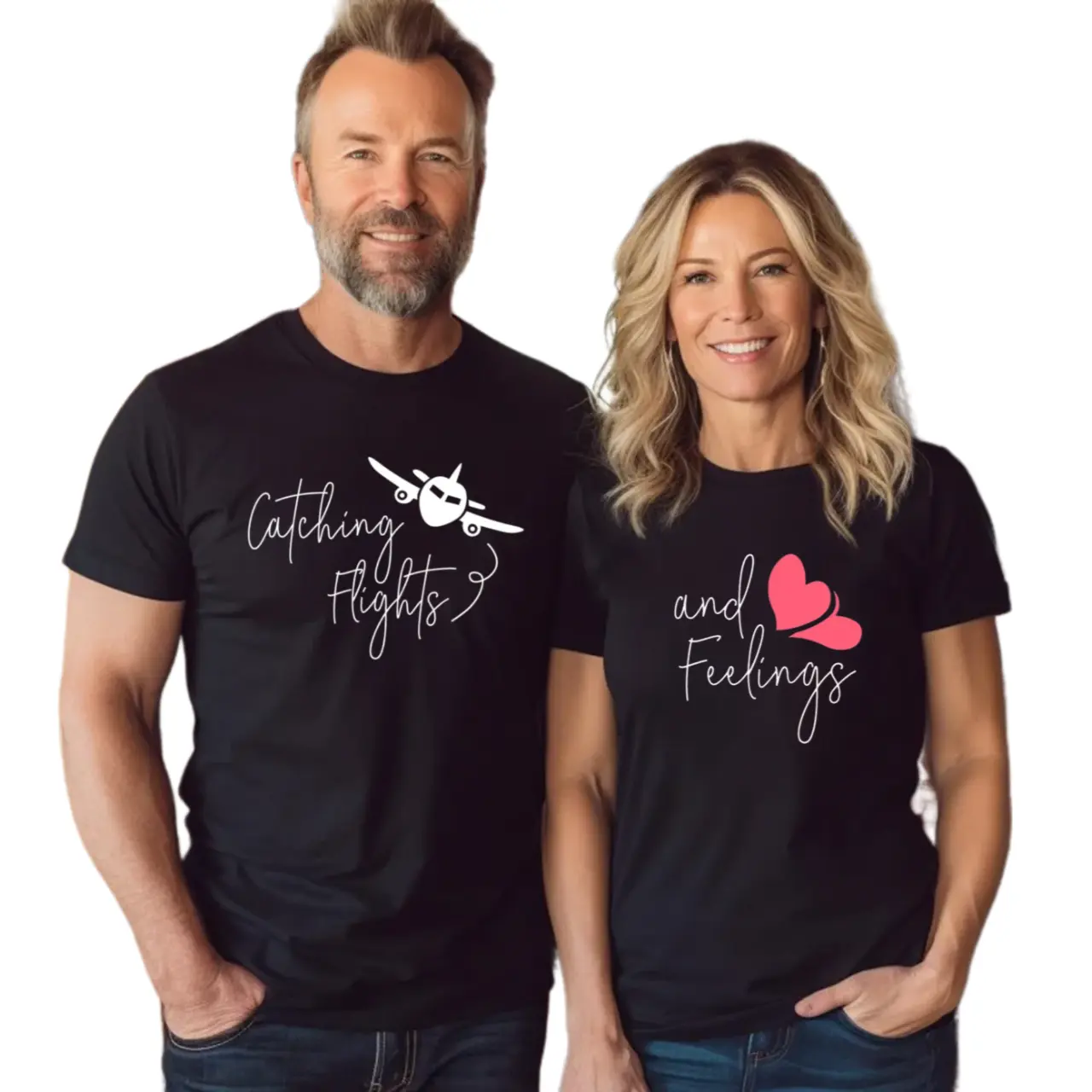 Catching Flights And Feelings Shirt, Couples Travel Shirts, Couples Matching Vacation Tees, Honeymoon Tshirts, Anniversary Gift, Unisex Short Sleeve Tee Shirt