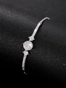Women's Elegant Rhinestone Decorated Link Bracelet, Exquisite Trendy Bracelet, Fashionable Jewelry for Women & Girls As Gift, Elegant Bangle