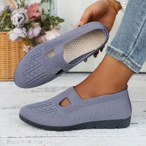 OFIREND Women's Shoes - Comfortable Flat Casual Walking Footwear, Breathable Ballerina Flats Round Toe Slip-Ons, Rubber Sole, Fabric Insole, Low-Top, All-Season Solid Color Fashion Sneakers
