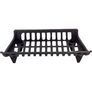 212 MAIN 24 in. Cast Iron Basket Grate, Black Fireplace Decor, Log Holder