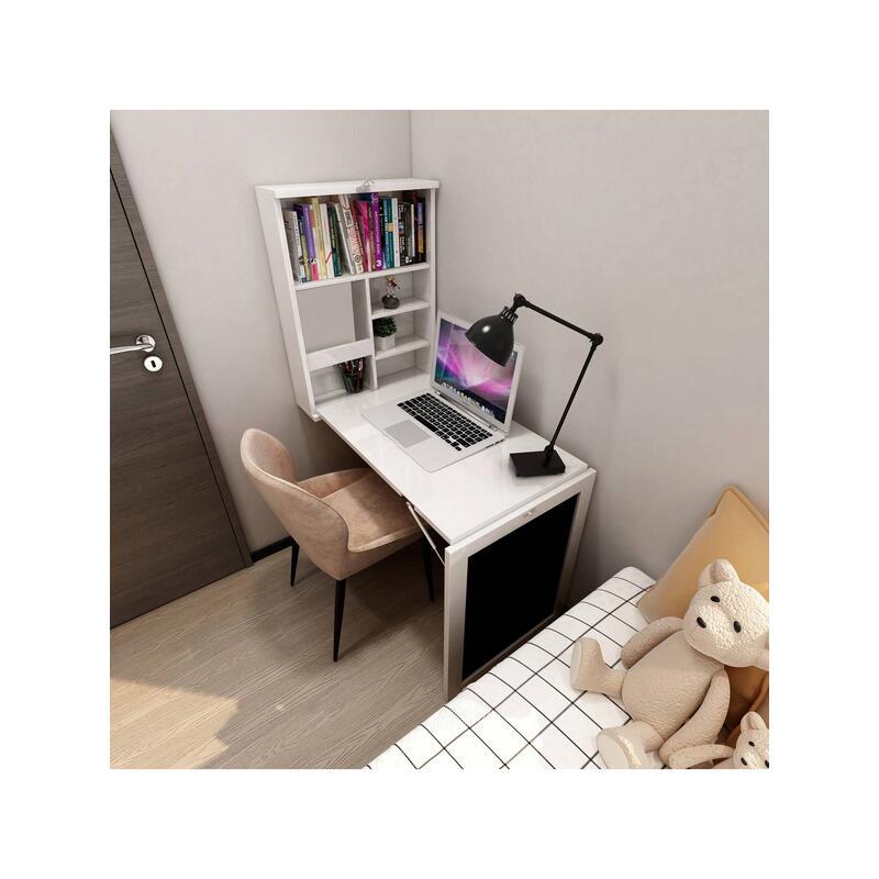 Indoor furniture Folding Floating Convertible Wall Mounted Table Space Saving Computer Laptop With Storage Bookcase Chalkboard Foldable Writing Desk Home Bed Room Office Furniture White Black Indoor furniture Folding Floating Convertible Wall Mounted Table Space Saving Computer Laptop With Storage Bookcase Chalkboard Foldable Writing Desk Home Bed Room Office Furniture White Black