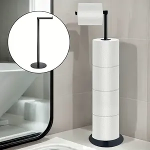 Adjustable Dual-Purpose Toilet Paper Holder, 31cm/62cm Height Options, Thick Stainless Steel, //gold, Non-Slip Base, Bathroom Storage Rack