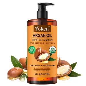 USDA Organic Argan Oil for Hair, Pure and Natural Morocco Argan Oil, Argon Oil For Hair, Scalp, Face & Skin Care, 100% Cold Pressed Hair Conditioner, Unrefined Argon Nails Carrier Oil (8 Fl Oz)