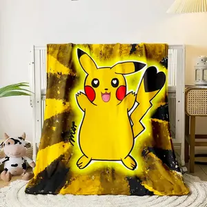 Pokemon Cute Cartoon Blanket HD Flannel Fluffy Throw Camping Blankets for Children Sofa Throw Thin Blanket Modern Fashion Gift