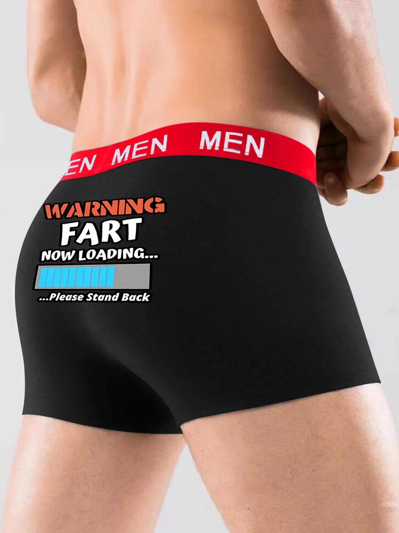 Men's Cartoon Progress Bar Print Boxer Shorts, Comfortable Casual Boxers for All Seasons, Fun and Unique Daily Wear