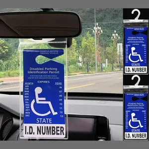 2 PCS Handicap Placard Holder for Auto, Ultra Transparent Handicapped Placard Holder, Handicap Parking Sign Holder With Large Hanger