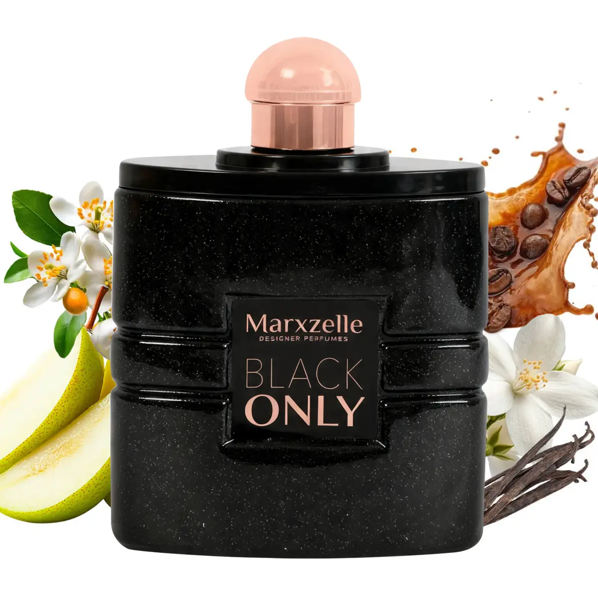 Marxzelle Black Only Eau de Parfum 100ml - Designer Perfumes for Women - Elegant Black Bottle with Pink Cap