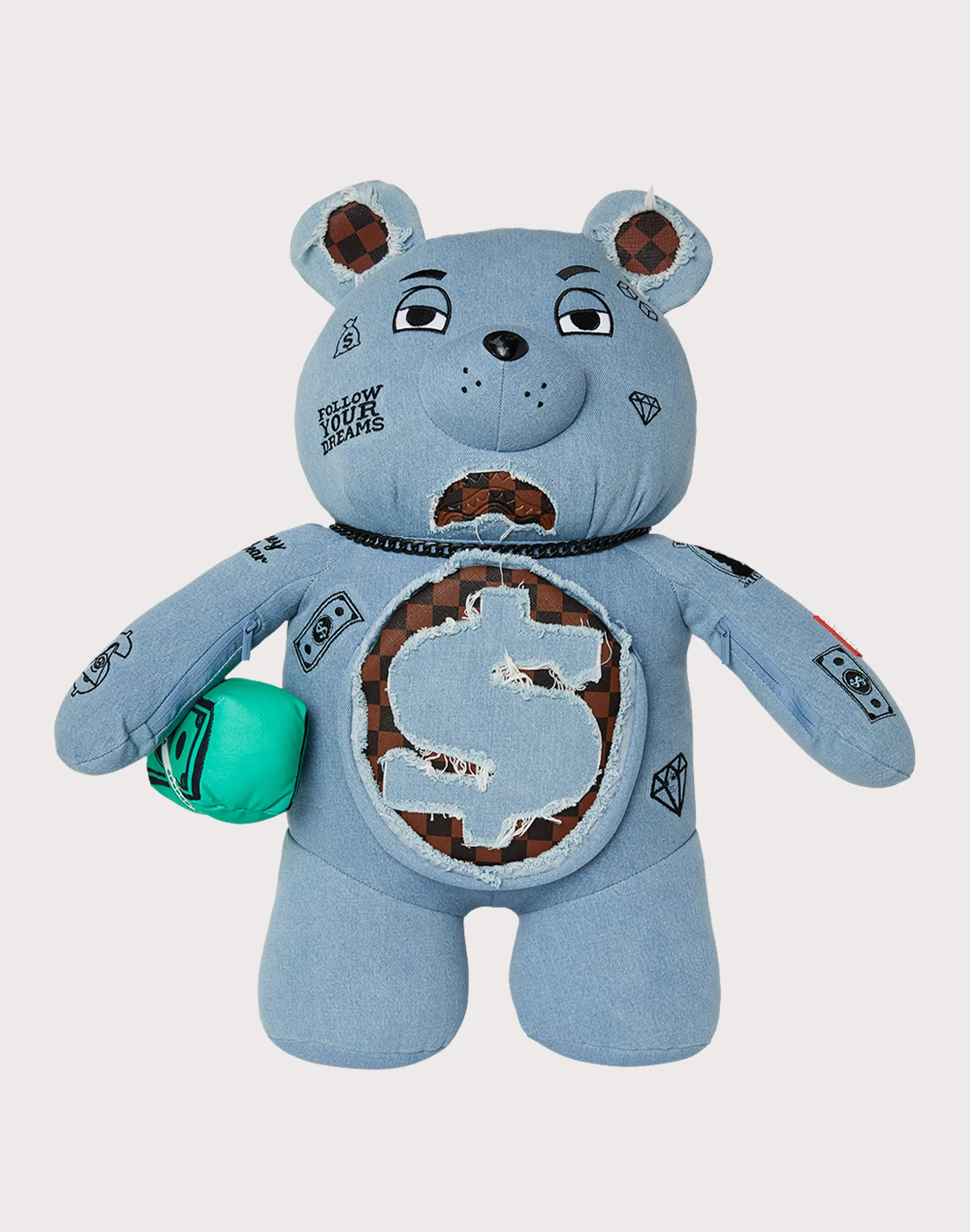 Sprayground Denim Moneybear Backpack Sprayground Denim Moneybear Backpack