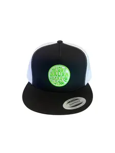 THIGHBRUSH® BEARD RIDING COMPANY - Trucker Snapback Hat - Black and White - Flat Bill - Neon Green