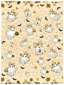 CubeBik Halloween Boo Cute Leopard Fleece Blanket - Soft Ghost Throw Blanket