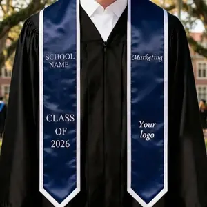 Custom Your Design Text Logo Graduation Stole, Personalized Graduation Print Sash with Name, Class of 2026 Graduation Stole, Graduation Gift