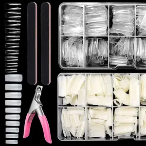 1000PCS Square Nail Tips for Acrylic Nails Professional, Fake Clear Natural Acrylic Short Square French Artificial False Tips Half Cover for Manicure Salon Home