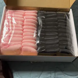 Colovis 48 PCS Powder Puff Set Soft Velour Triangle Makeup Sponge for Foundation & Loose Powder Pink & Black Ideal for Travel Daily Use Easy to Clean Beauty Tools