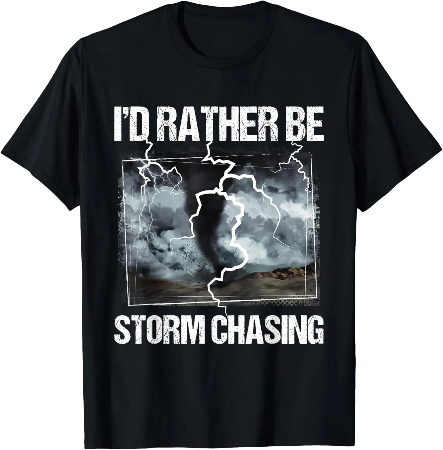 Women's 100% Cotton Casual Crew Neck Short-Sleeve Slogan Tee - Vintage "I'd Rather Be Storm Chasing" Tornado Chaser Meteorology Cotton Shirt Vintage Shirt