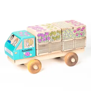 Stackable Puzzle Truck - Flower Delivery Truck | Made in the Canada | Printed with Non-toxic Ink in the USA 🇺🇸