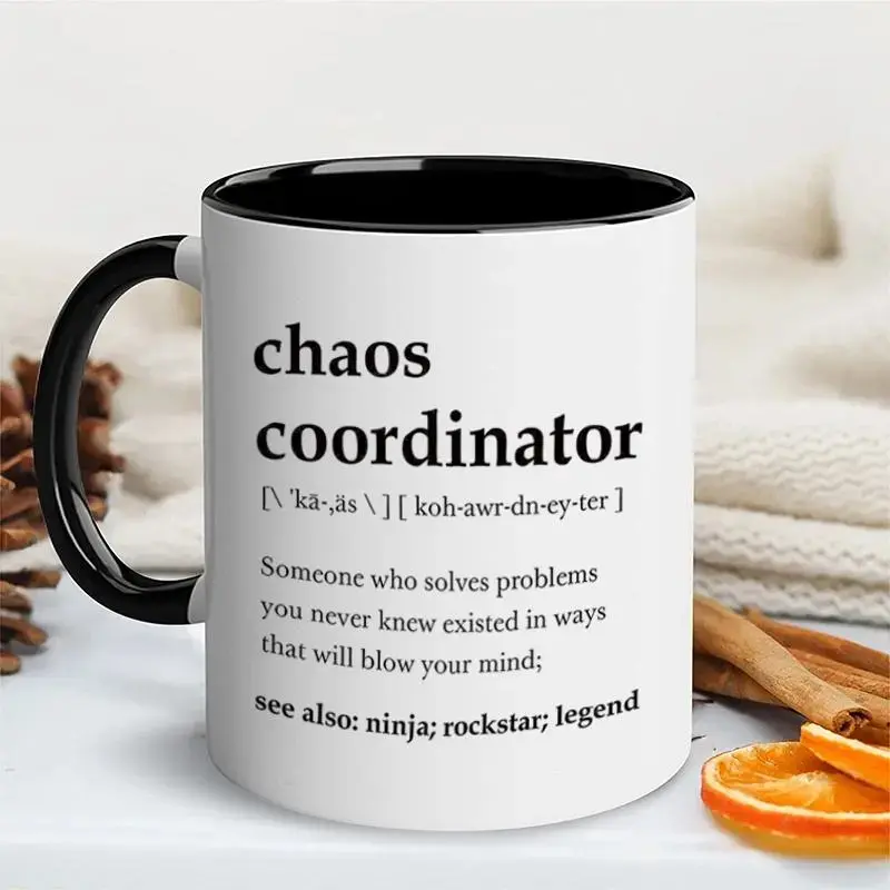 Chaos Coordinator Mug, Portable Coffee Mug, Drinking Mug, Funny Dad Mug, Unique Gifts for Women, Cool Gifts for Coworkers, Teacher Appreciation Gifts, Drinkware, Ceramic Mugs, Ceramic Cups