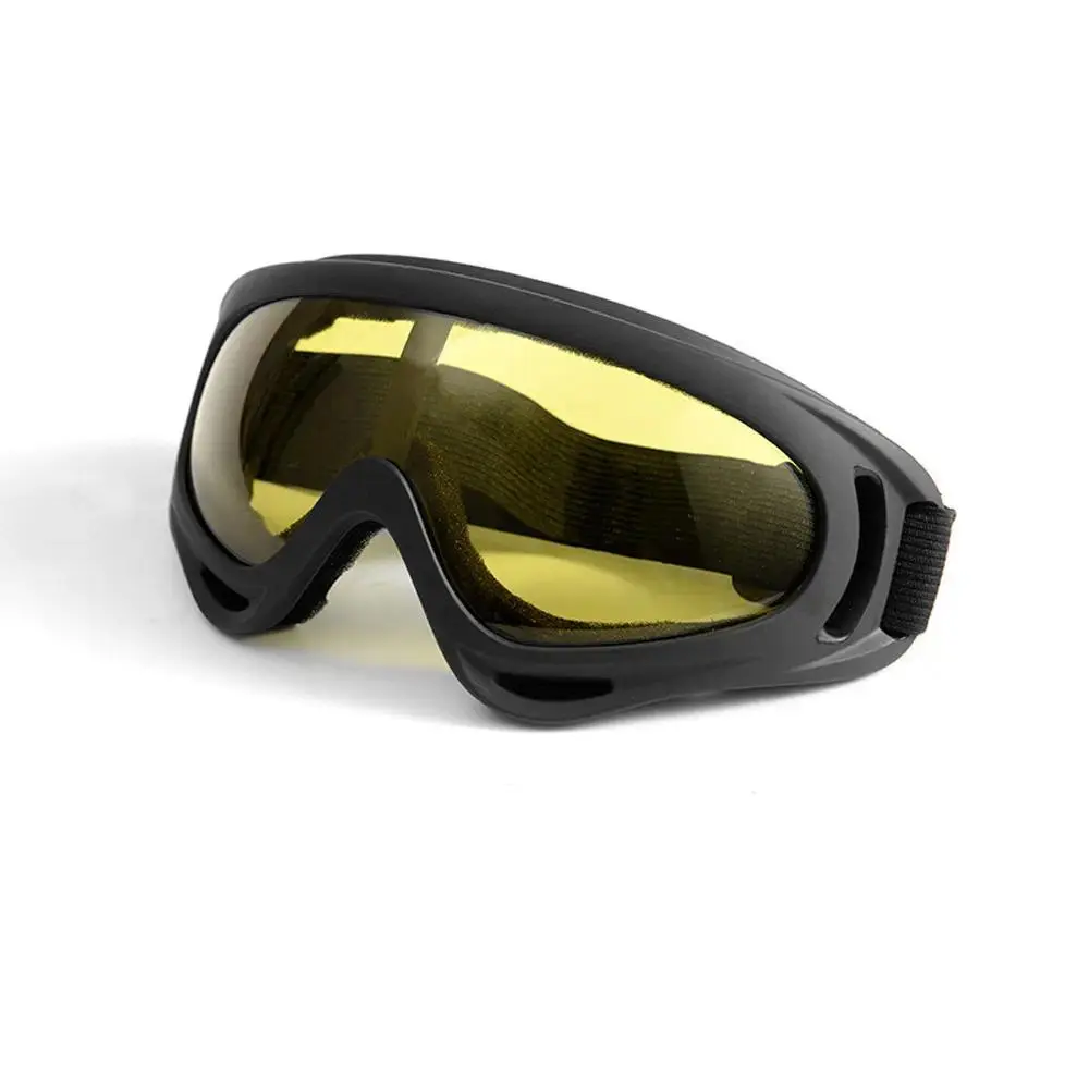 Black Protective Goggles - Anti-Scratch Wide Vision Safety Sports Eyewear with Adjustable Strap, Unisex Durable UV400 Fog-Resistant Biker Motocross Eyewear for Cycling Construction, Biker Sports Eyewear