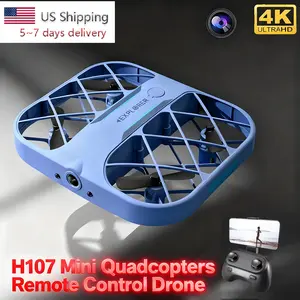 Explorer H107 Mini Quadcopter Foldable Drone for Aerial Photography 4K UltraHD Optical Flow Positioning Hovering Fully Protected Grid Blades Remote Control Toys Gifts