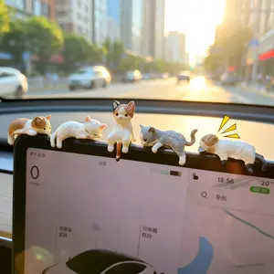 5Pcs Lazy Cat Car Dashboard Ornaments, Cute Kitten Figurines, Perfect Birthday Gift