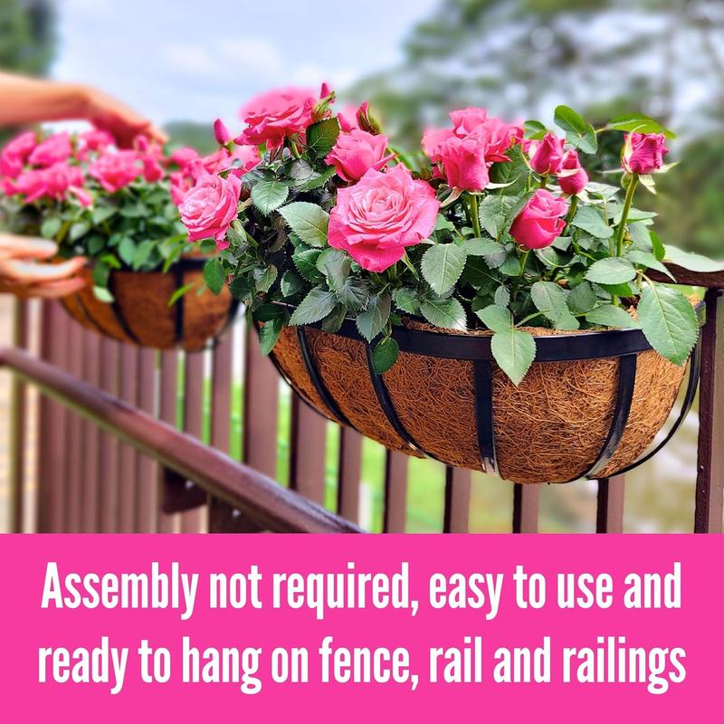 Lalagreen wall planters 16 inch  deck railing planter boxes for outdoor plants window flower box with coco liners metal horse troughs fence balcony garden herb pot patio porch over rail