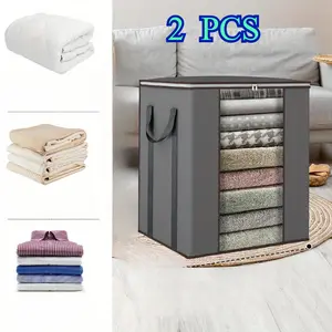 2PCS Clothes and Quilt Bedding Storage Container Bag, Extra Large Capacity Blanket Storage Bag, Closet Organizer, Under-Bed Storage