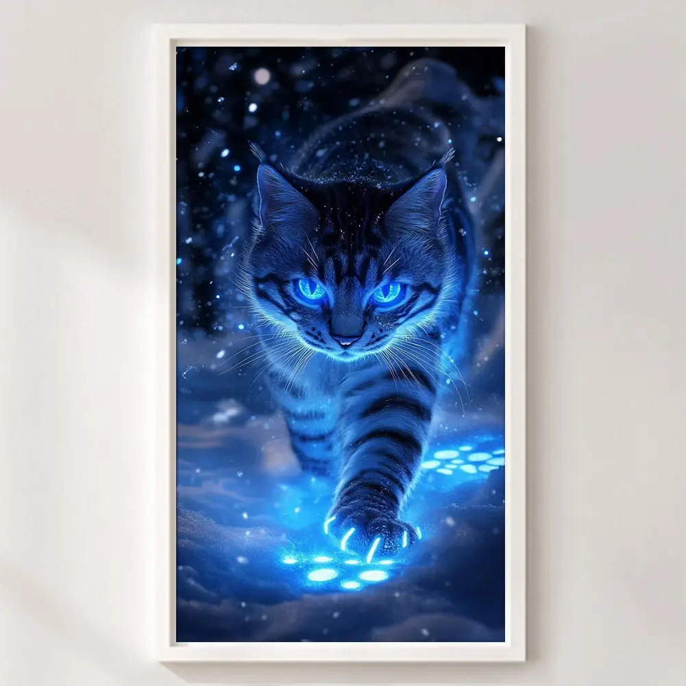 Cat Printed 11CT Cross Stitch Kit, 40x70cm DIY Thread Art Needlework, Home Decor
