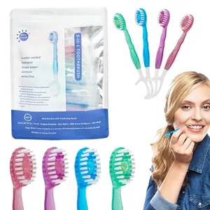 26 5-in-1 disposable mini toothbrushes, suitable for home/travel/camping use, including toothbrush + dental floss + tongue scraper, soft-bristled toothpick and dental floss, individually packaged, comfortable daily use for oral care Toothpaste