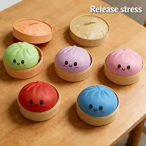 2026 Mega Rainbow Dumplings Squishy Toy, Giant Glitter Dumpling Stress Relief Fidget Toy, Soft Squeeze Decompression Dough with Steamer Box, Cute Leisure Plaything for Adults real dumpling squishy