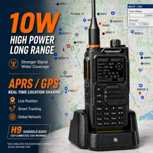 TIDRADIO TD-H9 10Watt GPS/APRS GMRS&HAM Radio Handheld,Spectrum Analysis,SMS Message Text,Bluetooth Programming,Web Upgrade,Compass,Multi-Band Long Range Two Way Walkie Talkies,NOAA,AM,FM,USB-C Battery