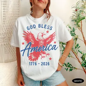 4th of July Shirt God Bless America 250th Anniversary Gift 250 Years USA Eagle 1776 2026 T-shirt