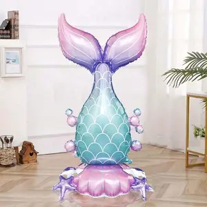 Oversized 61-in Multicolor Mermaid Tail Foil Balloon with Star Accents, 1pc Festive & Party Supply for Birthday, Wedding, Oversized Size