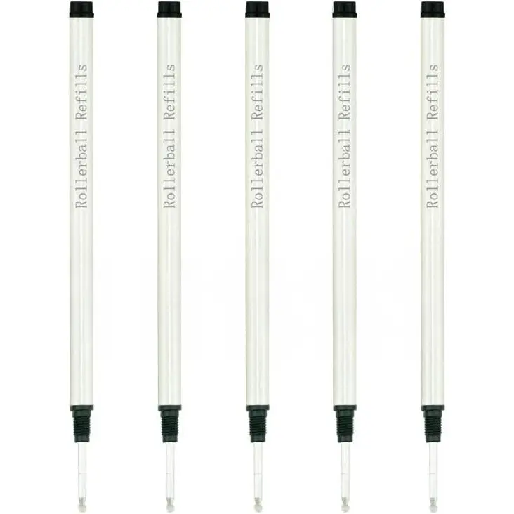 Rollerball Pen Refills - Smooth Writing  Ink and Fine 0.5 mm Threaded Rolling Ball Refills (5 x Black)