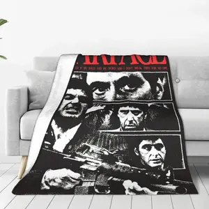 Scarface Tony Montana Flannel Blanket Spring  Super Soft Throw Blanket for Children Living Room Graphic Bedspread Sofa Bed Cover