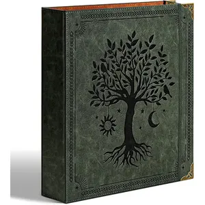 Leather D Ring Binder Fits 8.5"x11" Letter Size Paper, 2 Inch D-Ring Binder Holds 550 Sheets, Notepad Paper Cover Loose Leaf Organizer with Inner Pockets