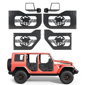VEVOR Jeep Tube Doors, 4 - Door, Fit for 2018 - 2026 Jeep Wrangler JL 2020 - 2026 Gladiator JT, Soldier Pattern Off Road Front Rear Tubular Half Doors with DOT Certified Side View Mirrors Rubber PadsVEVOR Super Brand Day