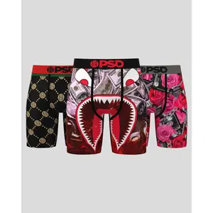 PSD Men's Rich Ruby Boxer Brief 3 Pack - Standard Length 7 Inch Inseam, Soft and Breathable Poly Blend Fabric