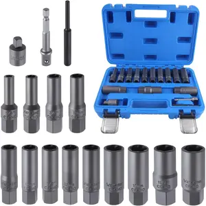 16 Pcs Spiral Deep Bolt Extractor Set Stripped Bolt Remover Lug Nut Extractor Set Stripped Lug Nut Remover for Broken Damaged Rounded-Off, Nuts, Studs, Fittings, Threaded