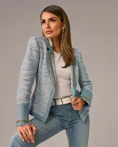 Denim Trim Tweed Blazer Blue Multi