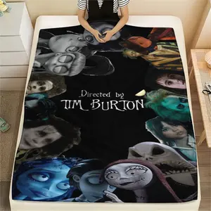 Puppet animation film Tim Burton's Corpse Bride (24) pattern soft and comfortable flannel blanket, suitable for napping in the living room, camping, machine washable all season blanket, air conditioning blanket