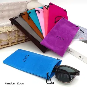 2pcs Colorful Jewelry Storage Bags, Multi-Purpose Drawstring Pouches, Fashionable Portable Eyeglass Case, Ideal for Small Items