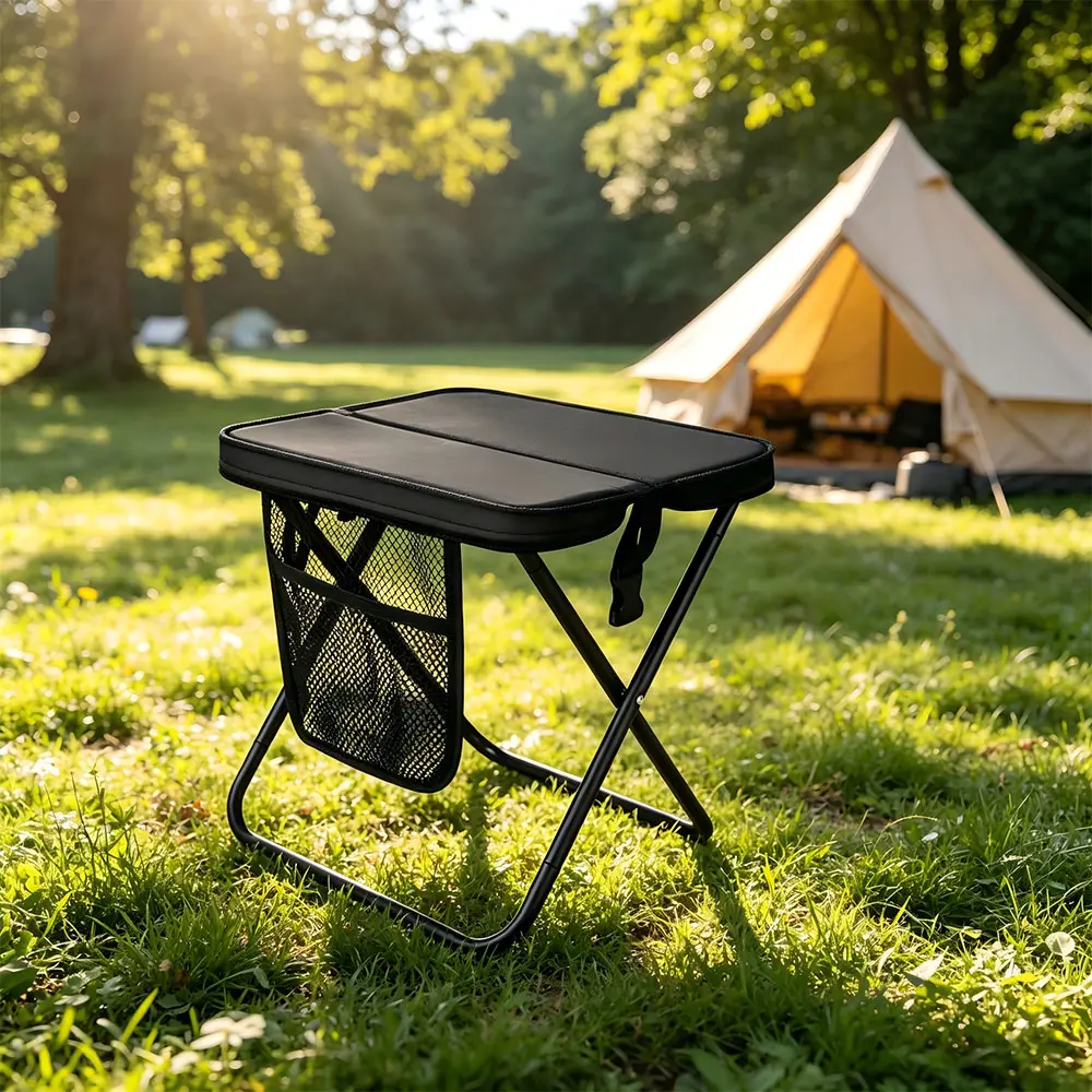 Heavy Duty Folding Chair Stools for Adults - 2-in-1 Outdoor Seating Foldable Waterproof Stools with Solid Oxford Fabric, Steel Frame Supports 300lbs, Portable Chair & Sling Bag for Hiking, Fishing