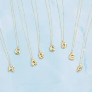 Minimalist Cute Design Letter Pendant Necklace with Balloon Glossy Surface